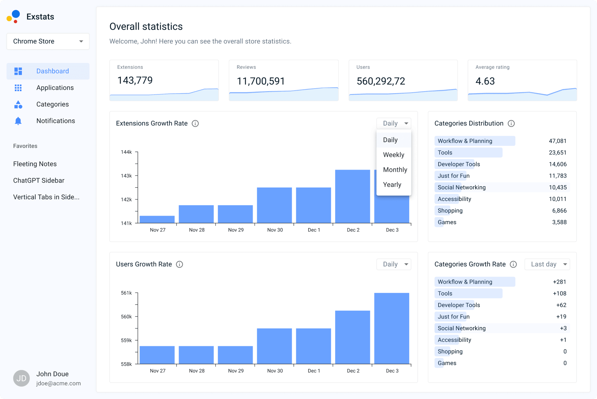 Exstats Interface